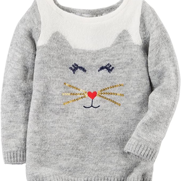 Carter's Other - CARTER'S Girls Knit Cat Pullover Sweater Gray 4T